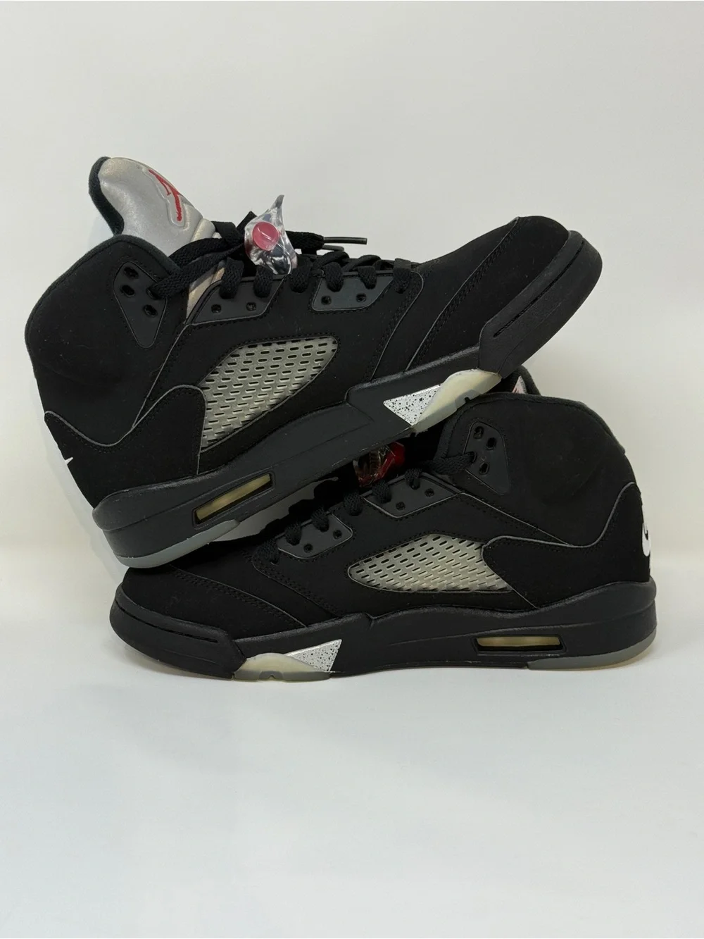 Size 8.5- Air Jordan 5 Black Metallic Sneakers 845035-003